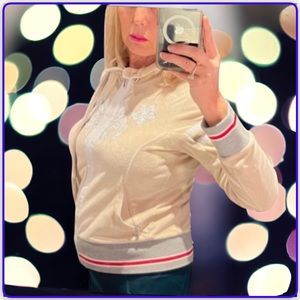 Bogner Sports Hawaii Tan White With Patches Velour Sweatshirt 40